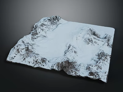Garden Landscape Displaying 3D Snow Mountain Terrain Model With Snow Covered Mountain Texture 3d model