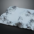 Garden Landscape Displaying 3D Snow Mountain Terrain Model With Snow Covered Mountain Texture