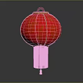 Traditional Red Chinese Lantern Furniture With Gold Patterns Chinese Characters And Hanging Tassel