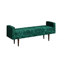 Elegant Green Velvet Bed Bench With Armrests And Wooden Legs Design