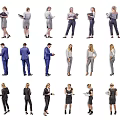 Group Of Professional People In Formal Attire With Various Standing Poses