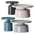 Two Modern Minimalist Coffee Tables Black And Beige Round Top Pedestal Base