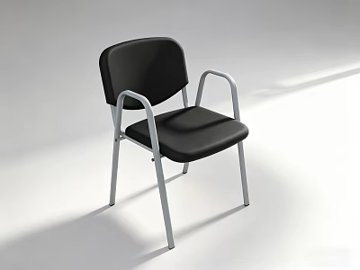 Modern Simple Design Leisure Chair With Black Seat Back And Silver Frame 3d model