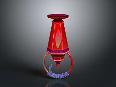 Red Lantern With Decorative Ring Base And Purple Blue Accents Vibrant Design 3d model
