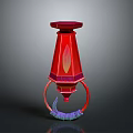 Red Lantern With Decorative Ring Base And Purple Blue Accents Vibrant Design