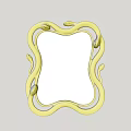 Golden Snake Shaped Frame Mirror Hanging On Wall Reflecting Wooden Floor And Decorative Paintings