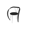 Modern Leisure Chair With Curved Black Backrest And Silver Metal Legs