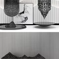 Elegant Modern Chandelier Design With Geometric Metal Structure And Decorative Wall Art