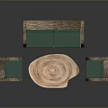 Plant Themed Wooden Furniture Set With Tree Stump Sofa Chair And Table