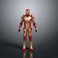 3D Model of Iron Man in Red and Gold Standing Pose With Detailed Armor
