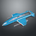 Blue Aerospace Spaceship Model Featuring Gray Details and Red Thrusters for Cosmic 3d model
