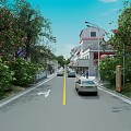 Road Facilities With Yellow Dividing Line Sidewalks Trees Buildings And Cars