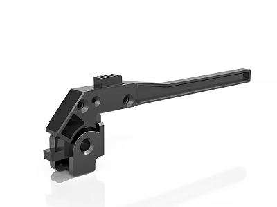 Black Metal Mechanical Bracket With Extended Arm And Multiple Holes Design 3d model