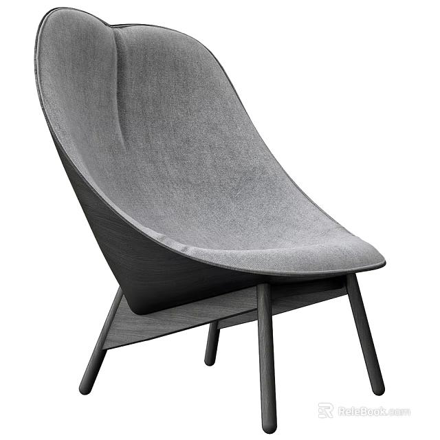 Modern Gray Fabric Lounge Chair With Comfortable Design And Metal Legs 3d model 