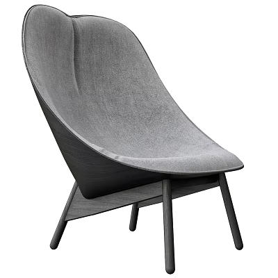 Modern Gray Fabric Lounge Chair With Comfortable Design And Metal Legs 3d model