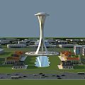 Modern Industrial Factory Complex With Green Landscaping Roads Parking Areas And Vehicles