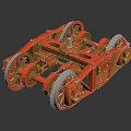 Red Heavy Duty Industrial Equipment With Multiple Wheels And Mechanical Structure 3d model