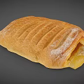 Golden Flaky Pastry With Striped Top Filled With Yellow Sweet Filling