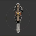 Futuristic Sci Fi Weapon With Metallic Finish Orange Accents Serrated Components And Mechanical Details