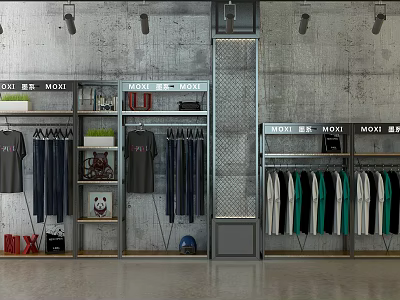 Retail Display Shelves For Clothing Store With Various Colored Apparel And Decorative Items 3d model