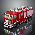 Red Fire Truck With Ladder On Top Shiny Body And Reflective Surface
