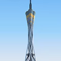 Modern Tower Design Featuring Blue Yellow Exterior And Metal Frame Structure 3d model