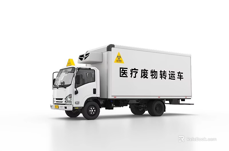 Industrial Equipment Medical Waste Transport Vehicle with Warning Signs for Safe Handling 3d model 