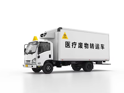 Industrial Equipment Medical Waste Transport Vehicle with Warning Signs for Safe Handling 3d model