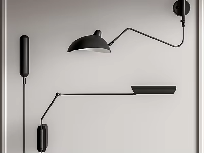 Modern Black Wall Lamp With Sleek Adjustable Arm And Contemporary Wall Mounted Design 3d model
