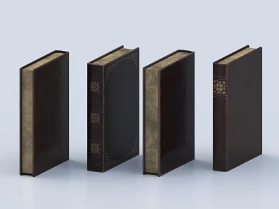 Set Of Four Vintage Hardcover Books With Ornate Spines And Classic Covers 3d model