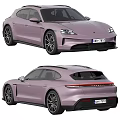 Lilac Porsche Sport Turismo Car With Sleek Aerodynamic Body Sporty Wheels And Rear Spoiler