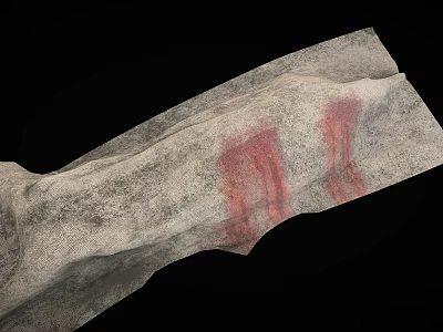 Gray Fabric With Red Stains On Black Background Featuring Textured Surface 3d model