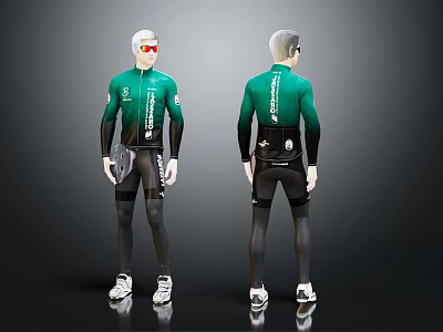 Man Wearing Green And Black Tight Fitting Athletic Sportswear With Front And Back Views 3d model