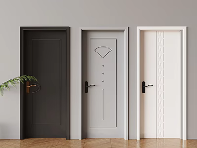 Single door flat door solid wood door 3d model