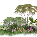 Lush Green Bush in Garden Landscape With Colorful Flowers Trees and Green Leaves