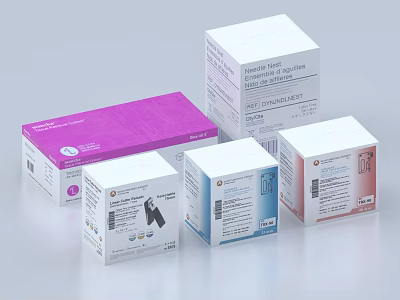 Colorful Household Supply Boxes For Medical Testing Kits And Labels 3d model