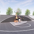 Modern basketball court outdoor basketball court plastic field 3d model