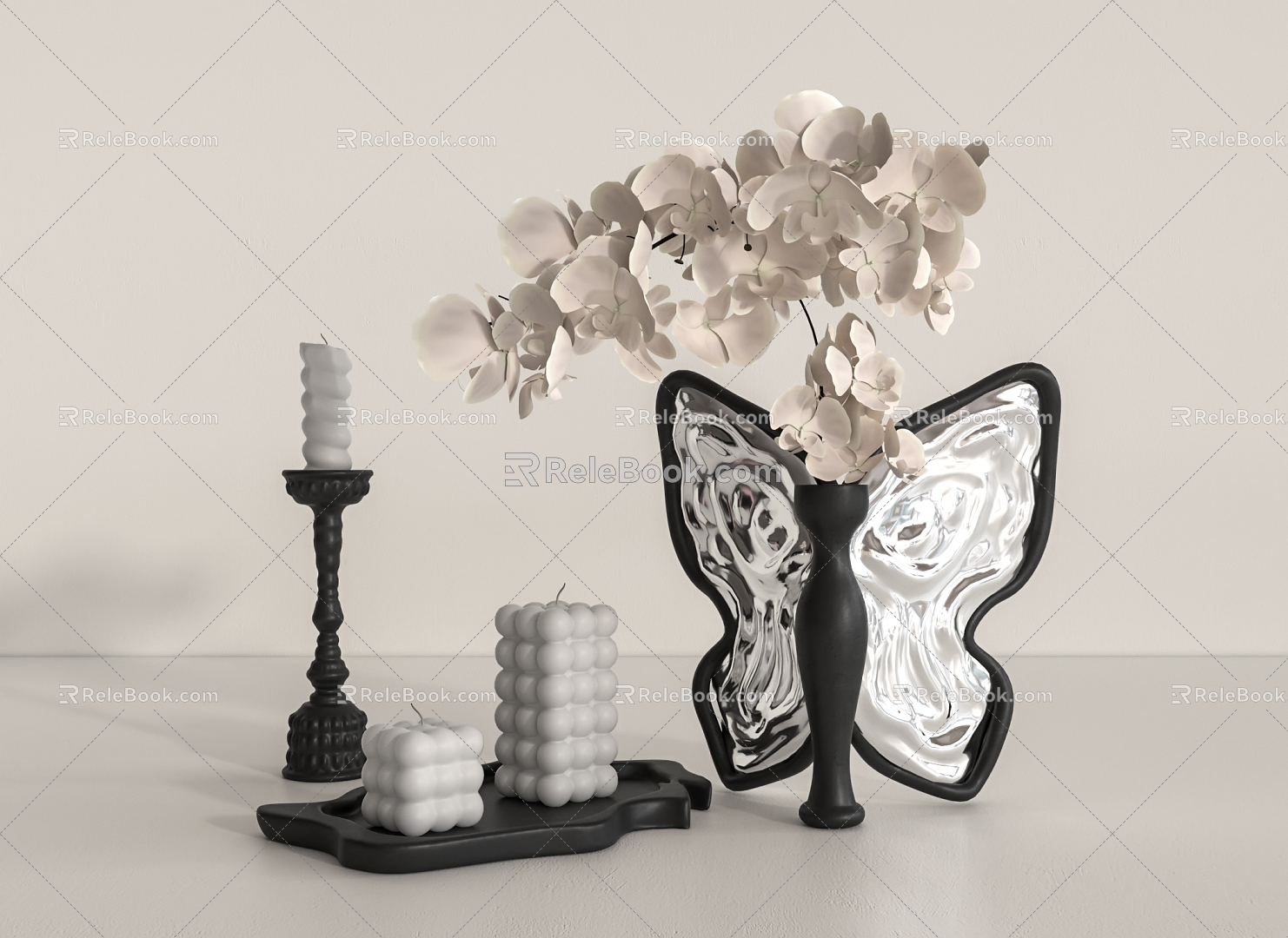 Middle Style Butterfly Vase 3d model