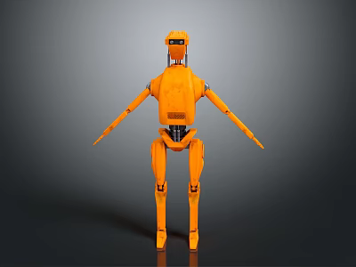 Orange Robot 3D Design Featuring Mechanical Structure And Humanoid Features 3d model
