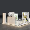 Contemporary Exhibition Booth Design With Lighting Display Screens And Glass Elements
