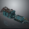 Blue Industrial Mechanical Equipment With Metal Pipes Motor And Control Panel
