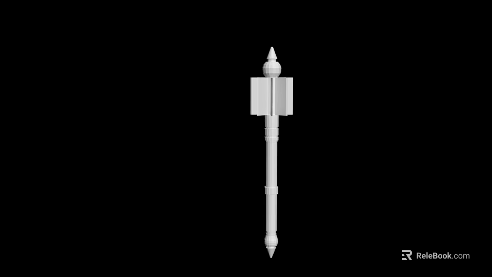 Sturdy Metal Hardware Tool Pole With Decorative Top And Stable Base Structure 3d model 