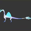 Turquoise And White Dragon Game Movie Character With Blue Claws And Diamond Shaped Tail Tip