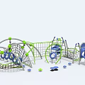 Colorful Outdoor Playground Equipment with Climbing Nets Slide Rings and Platforms for Kids