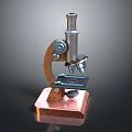 Vintage Microscope With Copper Base And Metal Structure As Decorative Household Item