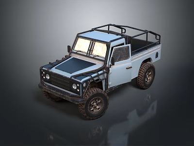 Sturdy White Pickup Truck Featuring Black Roof Rack Off Road Tires And Classic Design 3d model