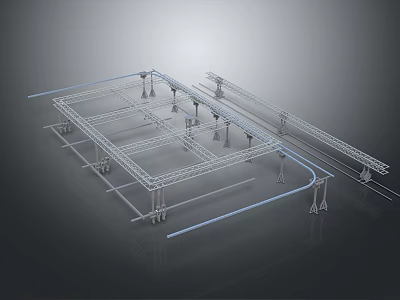 Modern Industrial Metal Frame Structure With Support Beams And Crossbars 3d model