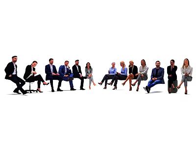 A Group of Business Professionals Seated Together in Formal Attire 3d model