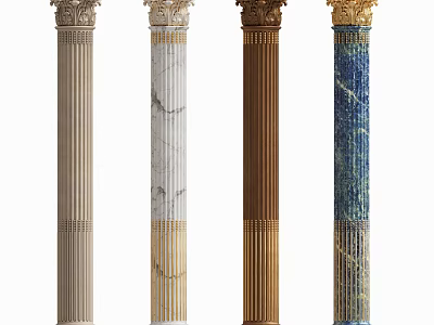 Ornate Roman Columns with Classical Capitals and Multi Textured Finishes 3d model