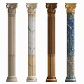 Ornate Roman Columns with Classical Capitals and Multi Textured Finishes